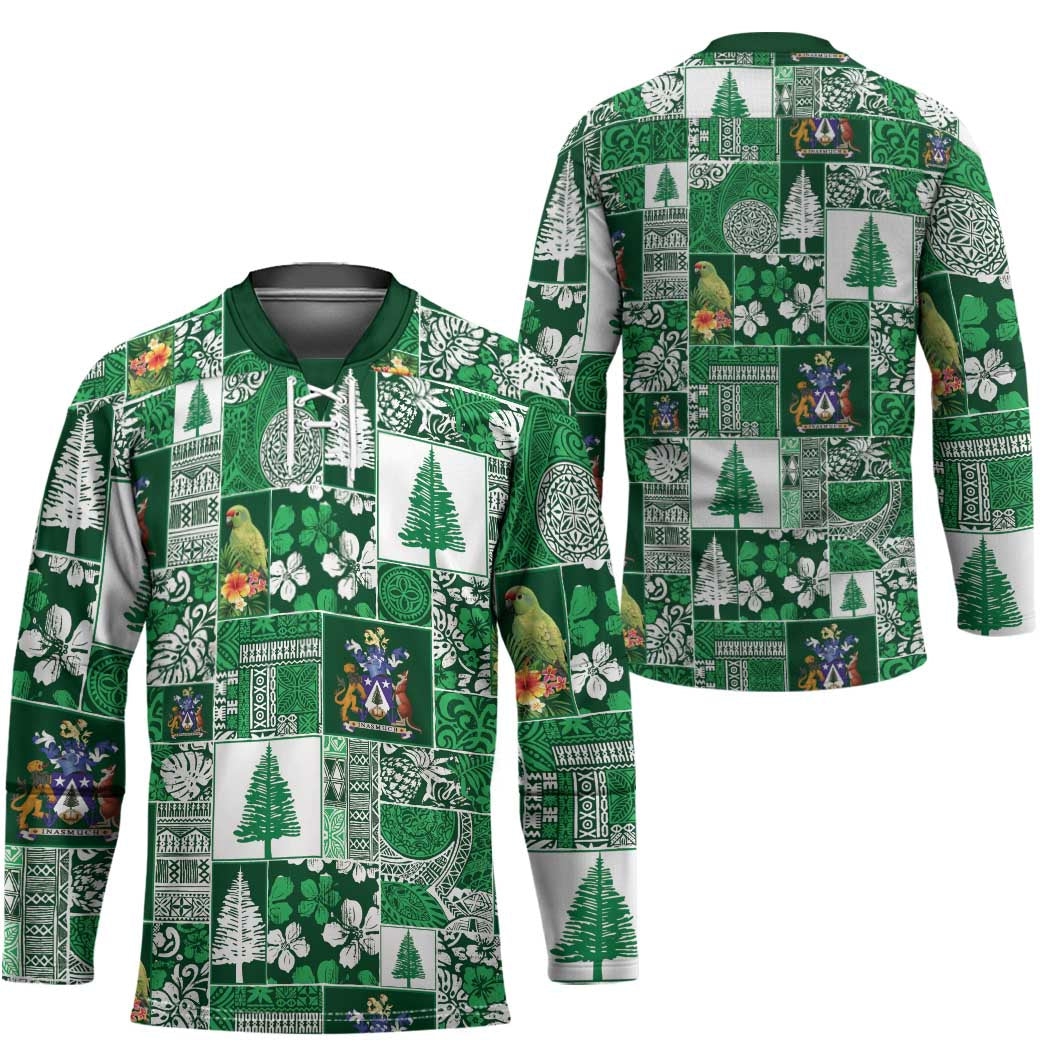 Norfolk Island Meri Krismas Hockey Jersey Pacific Patchwork Xmas Vibes LT9 - Polynesian Pride