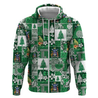 Norfolk Island Meri Krismas Hoodie Pacific Patchwork Xmas Vibes LT9 Zip Hoodie Green - Polynesian Pride