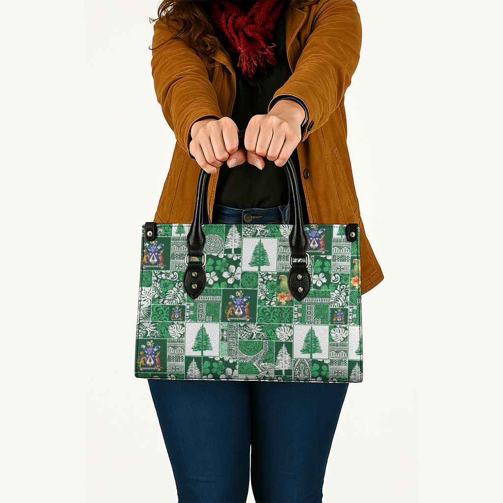 Norfolk Island Meri Krismas Leather Bag Pacific Patchwork Xmas Vibes - Polynesian Pride