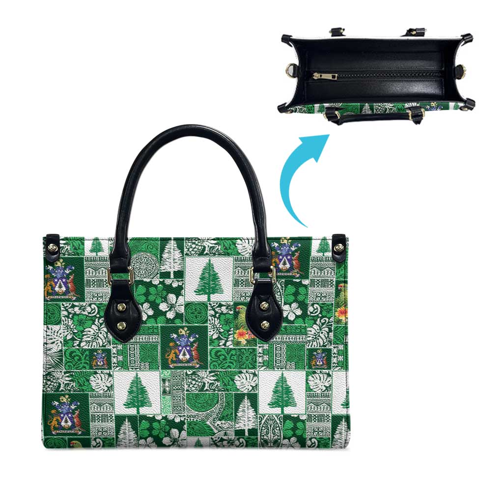 Norfolk Island Meri Krismas Leather Bag Pacific Patchwork Xmas Vibes - Polynesian Pride