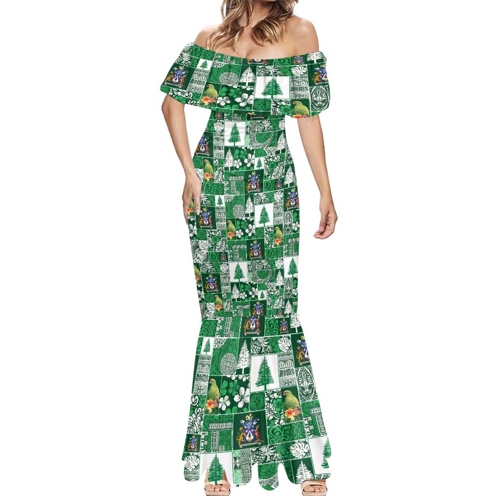Norfolk Island Meri Krismas Mermaid Dress Pacific Patchwork Xmas Vibes LT9 - Polynesian Pride