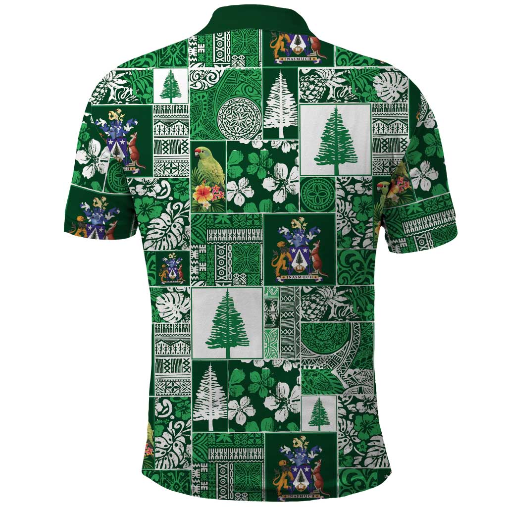 Norfolk Island Meri Krismas Polo Shirt Pacific Patchwork Xmas Vibes LT9 - Polynesian Pride