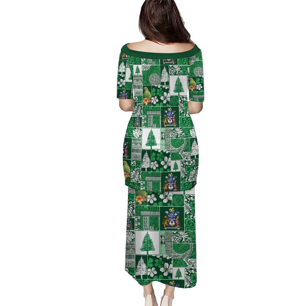 Norfolk Island Meri Krismas Puletasi Pacific Patchwork Xmas Vibes - Polynesian Pride