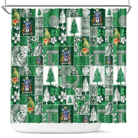 Norfolk Island Meri Krismas Shower Curtain Pacific Patchwork Xmas Vibes LT9 Green - Polynesian Pride