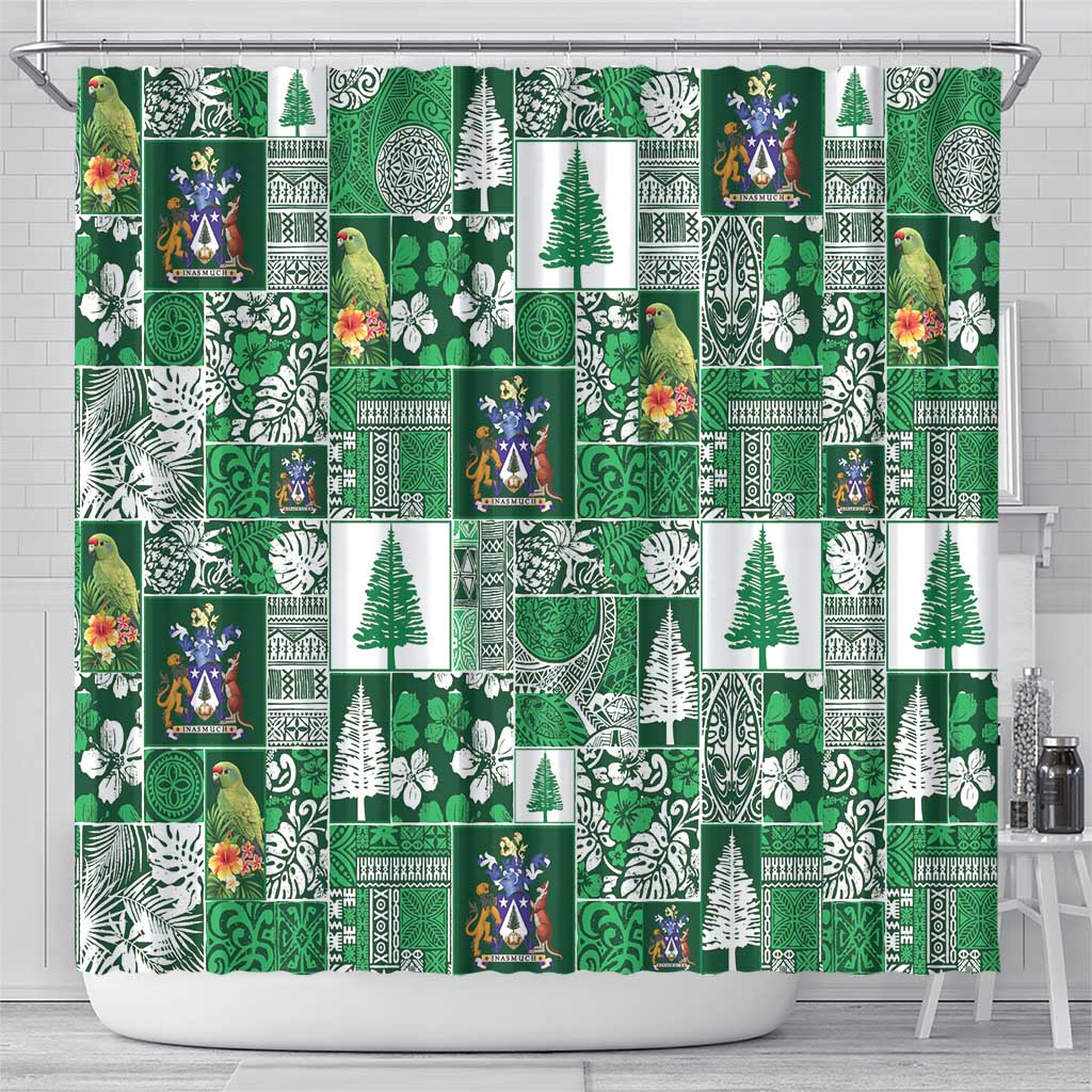 Norfolk Island Meri Krismas Shower Curtain Pacific Patchwork Xmas Vibes LT9 - Polynesian Pride