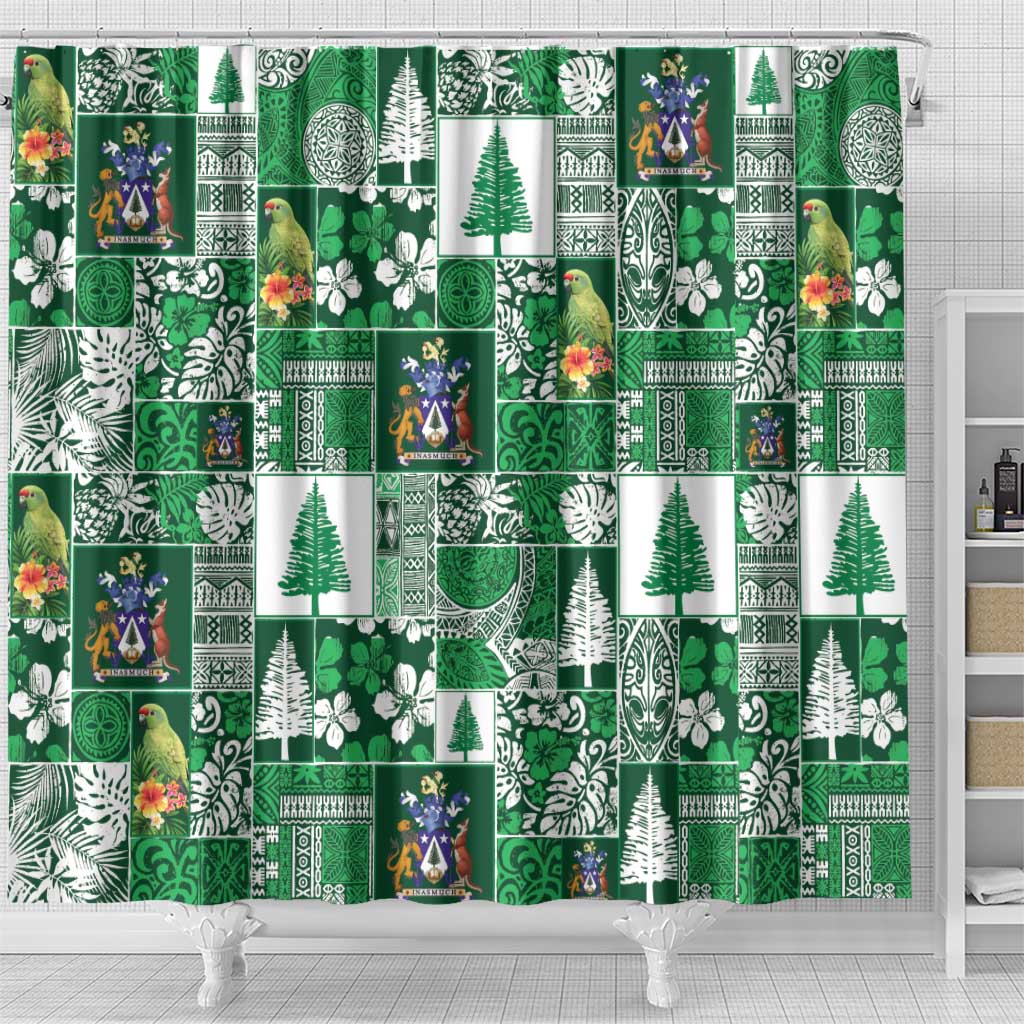 Norfolk Island Meri Krismas Shower Curtain Pacific Patchwork Xmas Vibes LT9 - Polynesian Pride