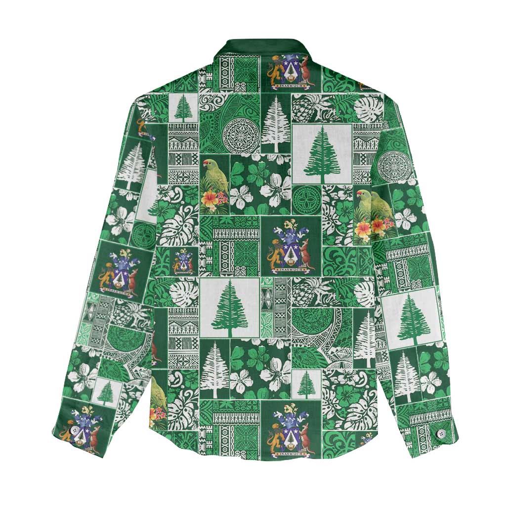 Norfolk Island Meri Krismas Women Casual Shirt Pacific Patchwork Xmas Vibes - Polynesian Pride