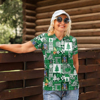 Norfolk Island Meri Krismas Women Polo Shirt Pacific Patchwork Xmas Vibes - Polynesian Pride