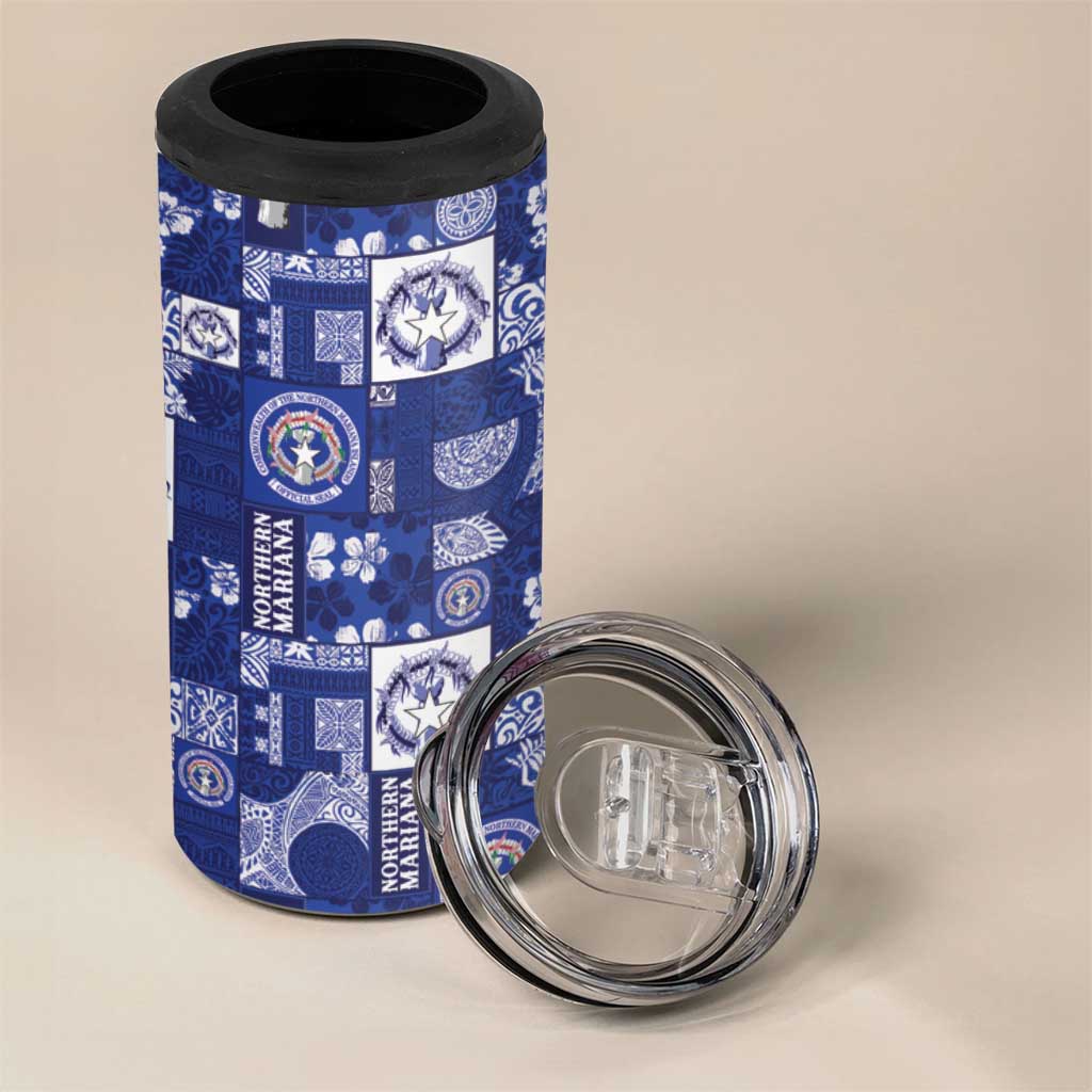 Northern Mariana Islands Magof Nochebuena 4 in 1 Can Cooler Tumbler Pacific Patchwork Xmas Vibes LT9 - Polynesian Pride