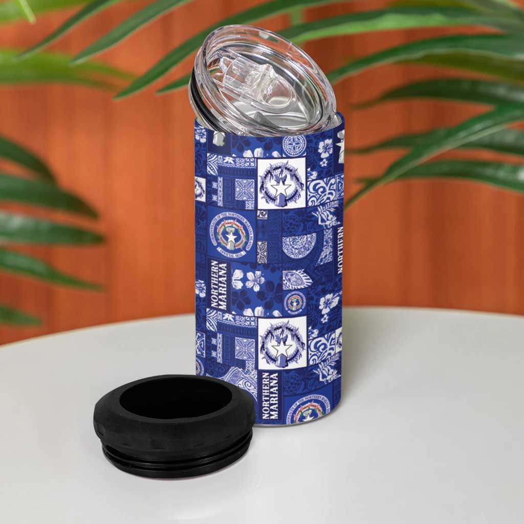 Northern Mariana Islands Magof Nochebuena 4 in 1 Can Cooler Tumbler Pacific Patchwork Xmas Vibes LT9 - Polynesian Pride