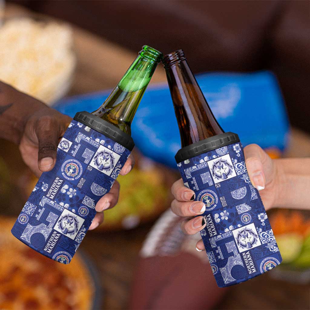 Northern Mariana Islands Magof Nochebuena 4 in 1 Can Cooler Tumbler Pacific Patchwork Xmas Vibes LT9 - Polynesian Pride