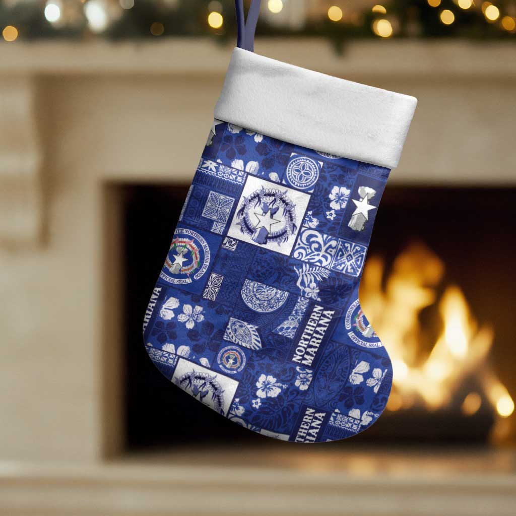Northern Mariana Islands Magof Nochebuena Christmas Stocking Pacific Patchwork Xmas Vibes - Polynesian Pride