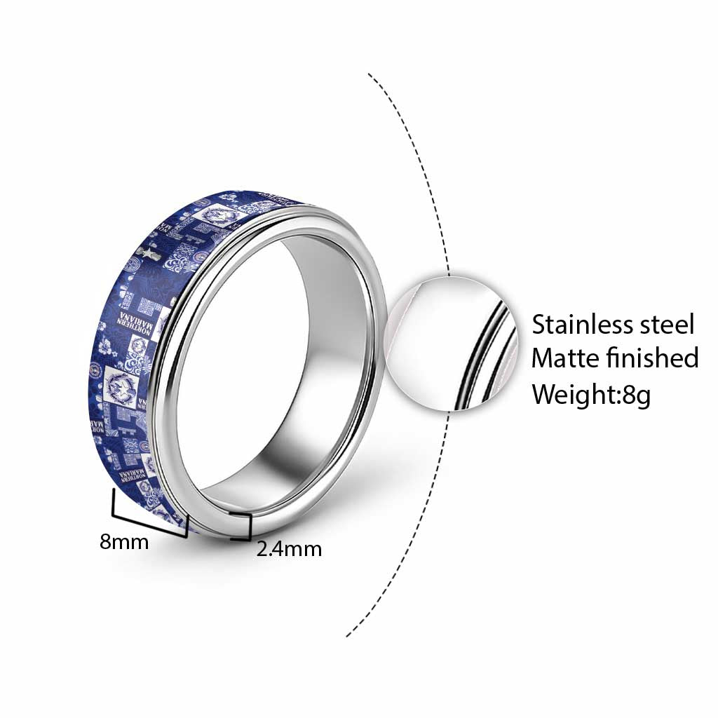 Northern Mariana Islands Magof Nochebuena Classic Ring Pacific Patchwork Xmas Vibes - Polynesian Pride