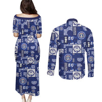 Northern Mariana Islands Magof Nochebuena Couples Matching Puletasi and Long Sleeve Button Shirt Pacific Patchwork Xmas Vibes LT9 - Polynesian Pride
