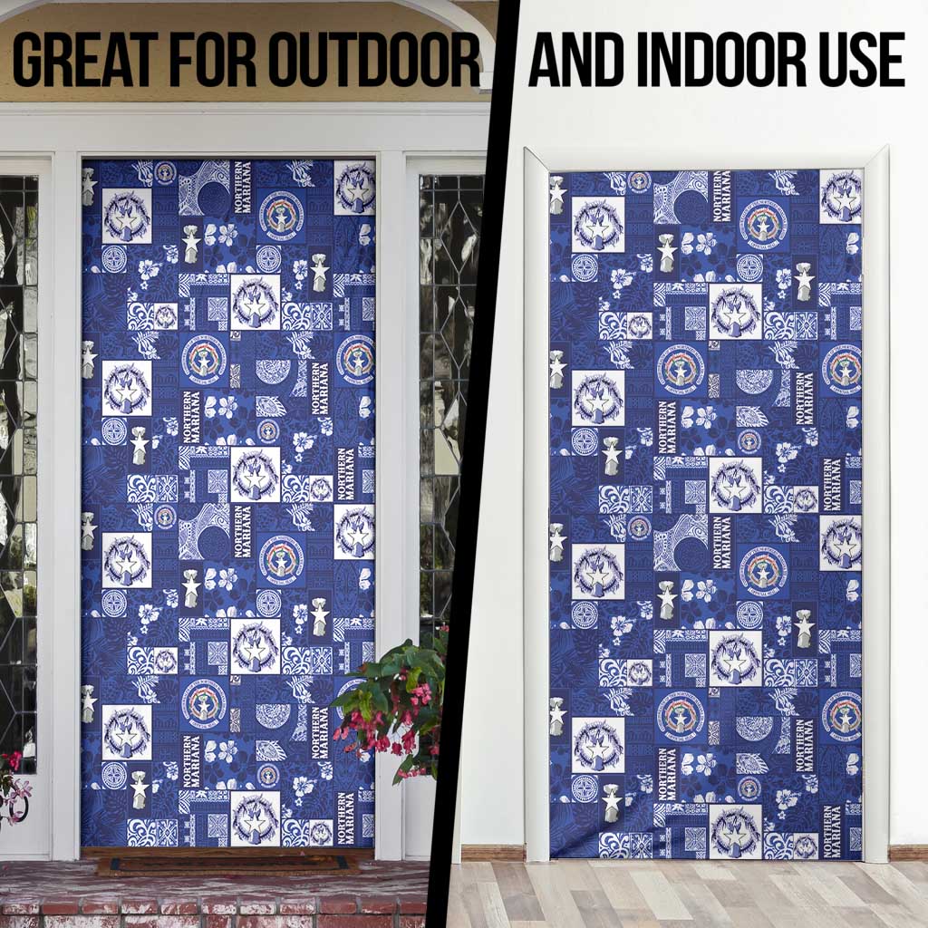 Northern Mariana Islands Magof Nochebuena Door Cover Pacific Patchwork Xmas Vibes - Polynesian Pride