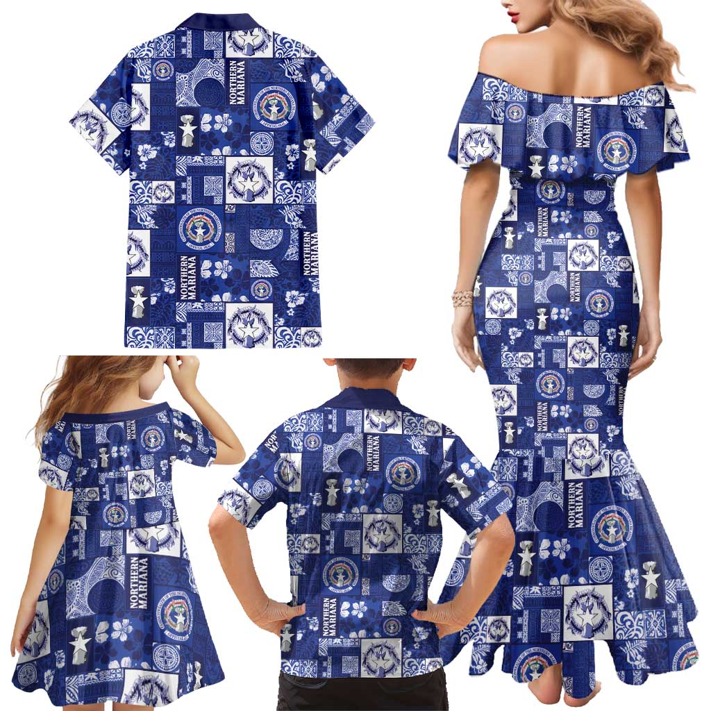 Northern Mariana Islands Magof Nochebuena Family Matching Mermaid Dress and Hawaiian Shirt Pacific Patchwork Xmas Vibes LT9 - Polynesian Pride