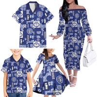 Northern Mariana Islands Magof Nochebuena Family Matching Off The Shoulder Long Sleeve Dress and Hawaiian Shirt Pacific Patchwork Xmas Vibes LT9 - Polynesian Pride