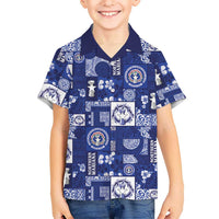 Northern Mariana Islands Magof Nochebuena Family Matching Off Shoulder Maxi Dress and Hawaiian Shirt Pacific Patchwork Xmas Vibes LT9 Son's Shirt Blue - Polynesian Pride