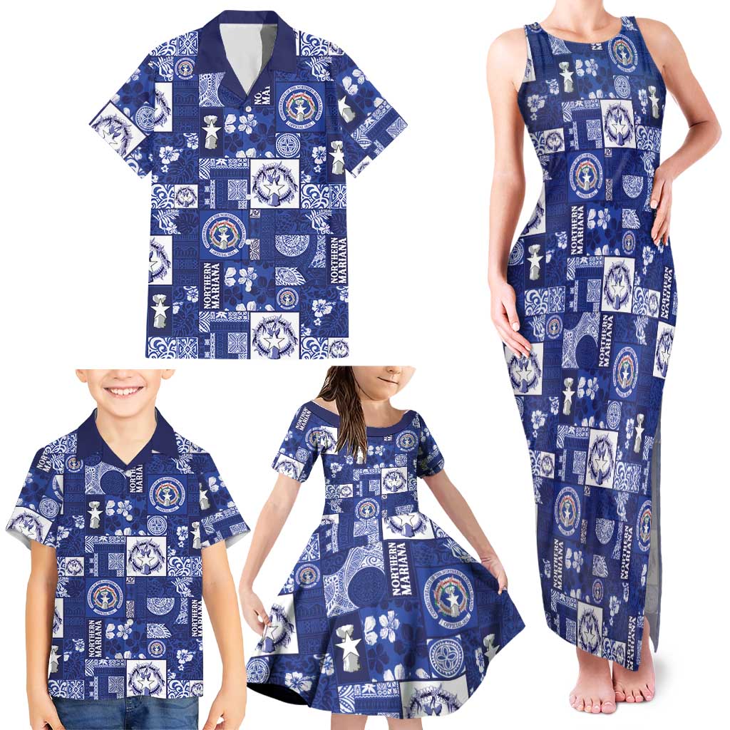 Northern Mariana Islands Magof Nochebuena Family Matching Tank Maxi Dress and Hawaiian Shirt Pacific Patchwork Xmas Vibes LT9 - Polynesian Pride