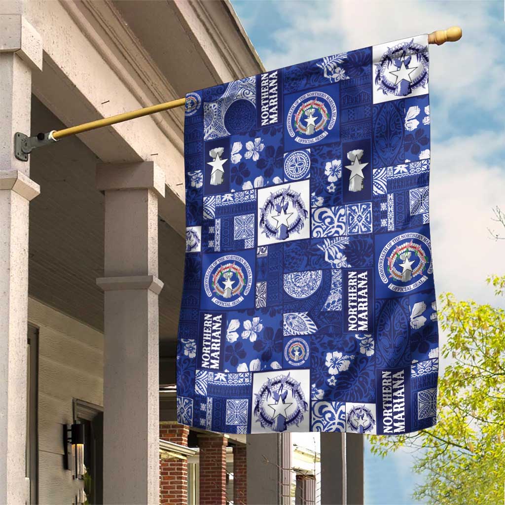 Northern Mariana Islands Magof Nochebuena Garden Flag Pacific Patchwork Xmas Vibes LT9 House Flag Blue - Polynesian Pride