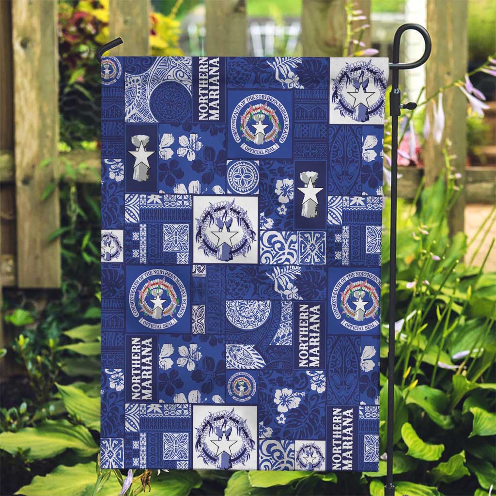 Northern Mariana Islands Magof Nochebuena Garden Flag Pacific Patchwork Xmas Vibes LT9 Garden Flag Blue - Polynesian Pride