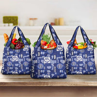 Northern Mariana Islands Magof Nochebuena Grocery Bag Pacific Patchwork Xmas Vibes LT9 3-pack One Size Blue - Polynesian Pride