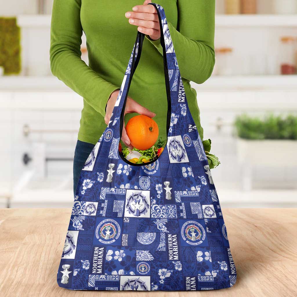 Northern Mariana Islands Magof Nochebuena Grocery Bag Pacific Patchwork Xmas Vibes LT9 - Polynesian Pride