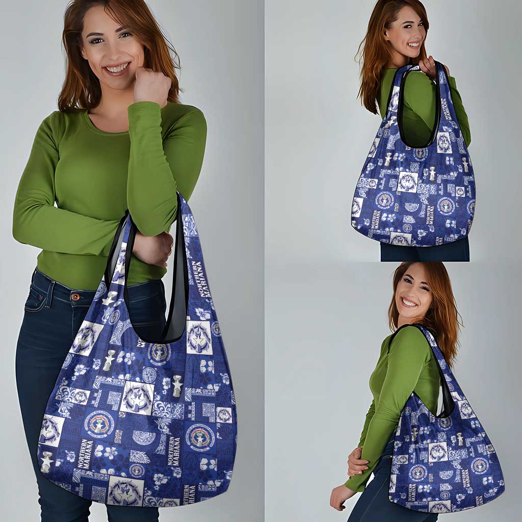 Northern Mariana Islands Magof Nochebuena Grocery Bag Pacific Patchwork Xmas Vibes LT9 - Polynesian Pride
