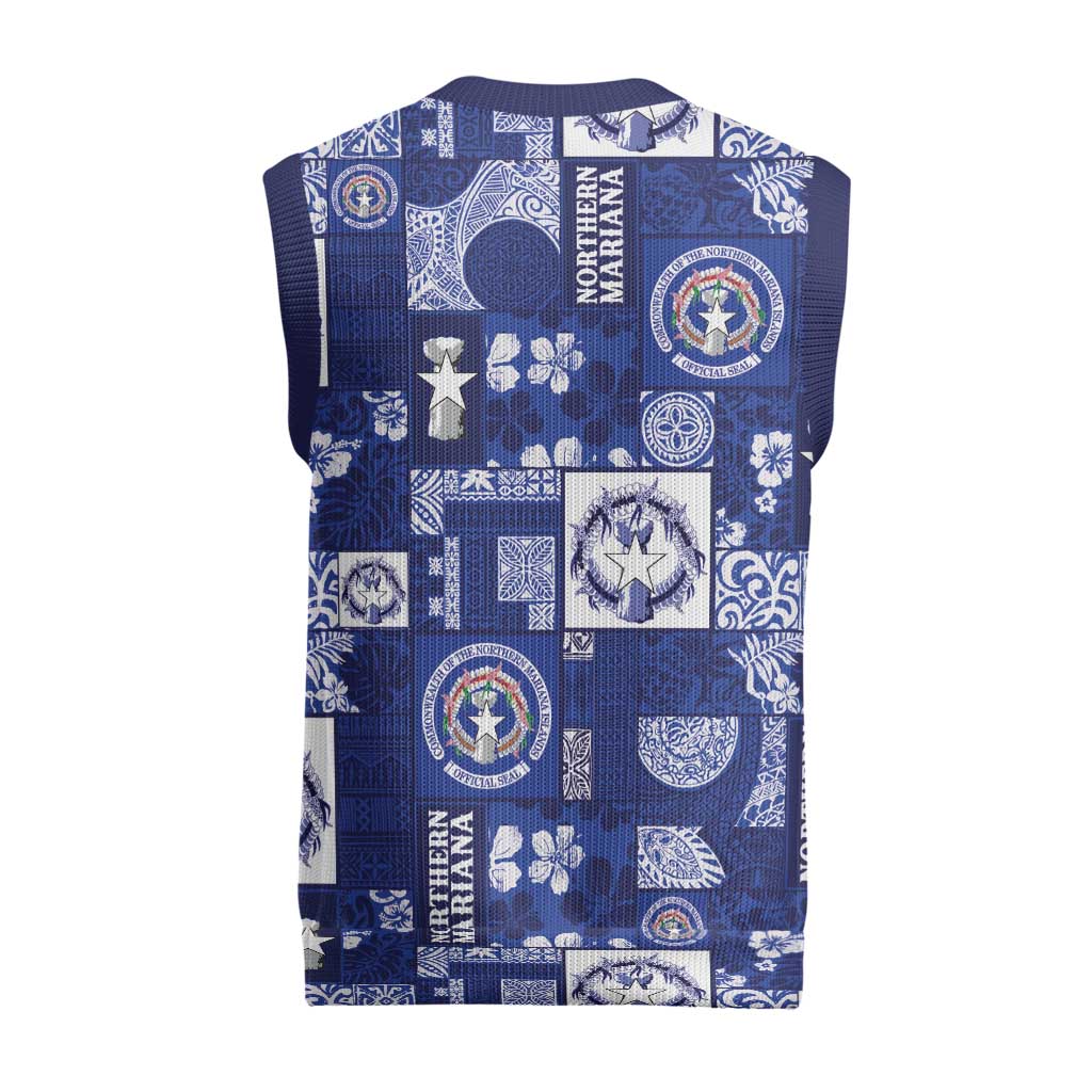 Northern Mariana Islands Magof Nochebuena Christmas Knitted V-Neck Vest Pacific Patchwork Xmas Vibes LT9 - Polynesian Pride