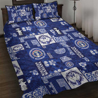Northern Mariana Islands Magof Nochebuena Quilt Bed Set Pacific Patchwork Xmas Vibes LT9 Blue - Polynesian Pride