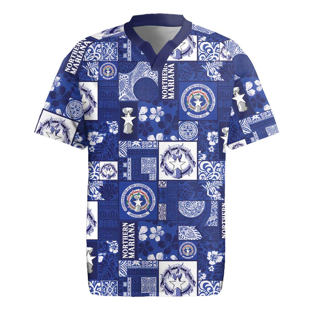 Northern Mariana Islands Magof Nochebuena Rugby Jersey Pacific Patchwork Xmas Vibes - Polynesian Pride