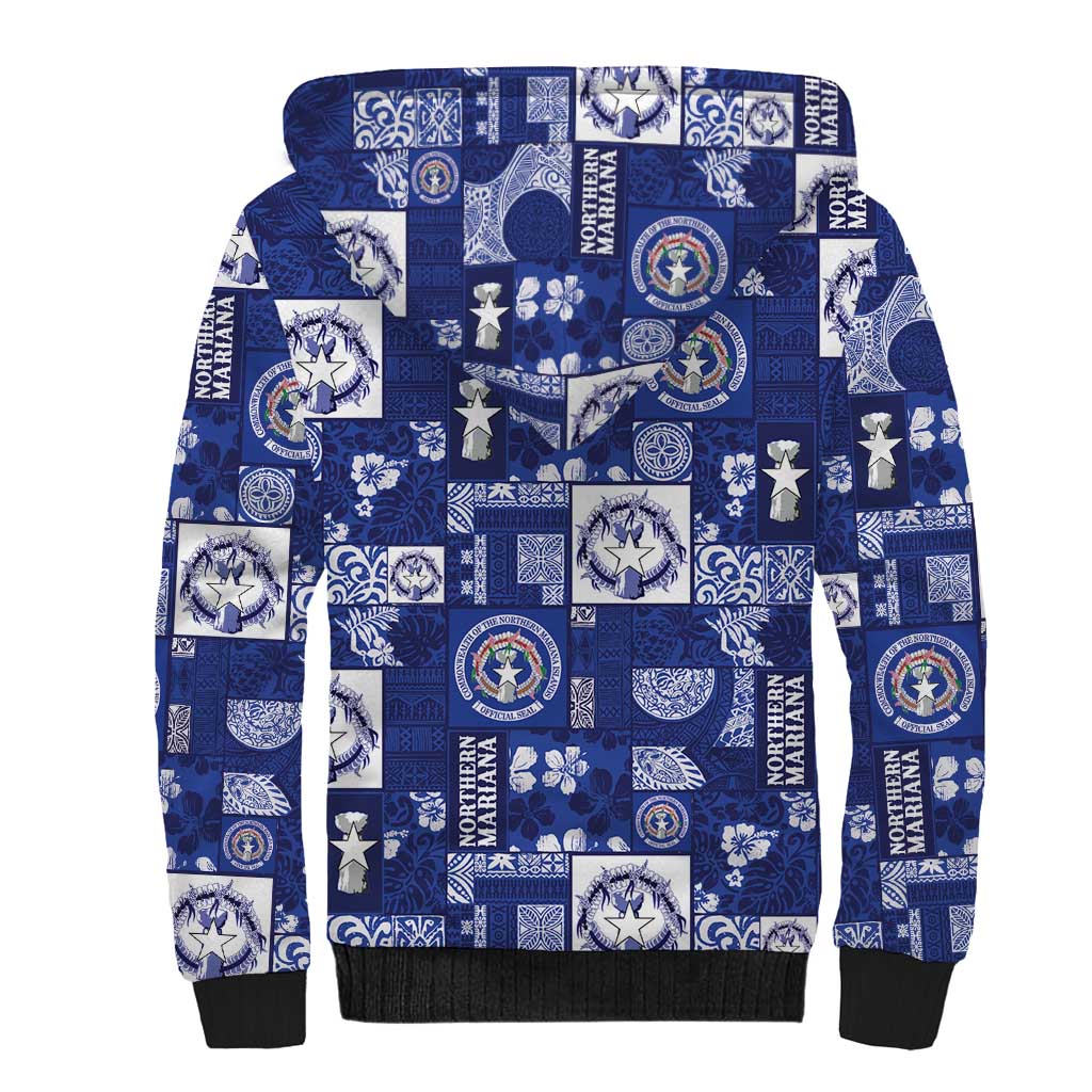 Northern Mariana Islands Magof Nochebuena Sherpa Hoodie Pacific Patchwork Xmas Vibes LT9 - Polynesian Pride