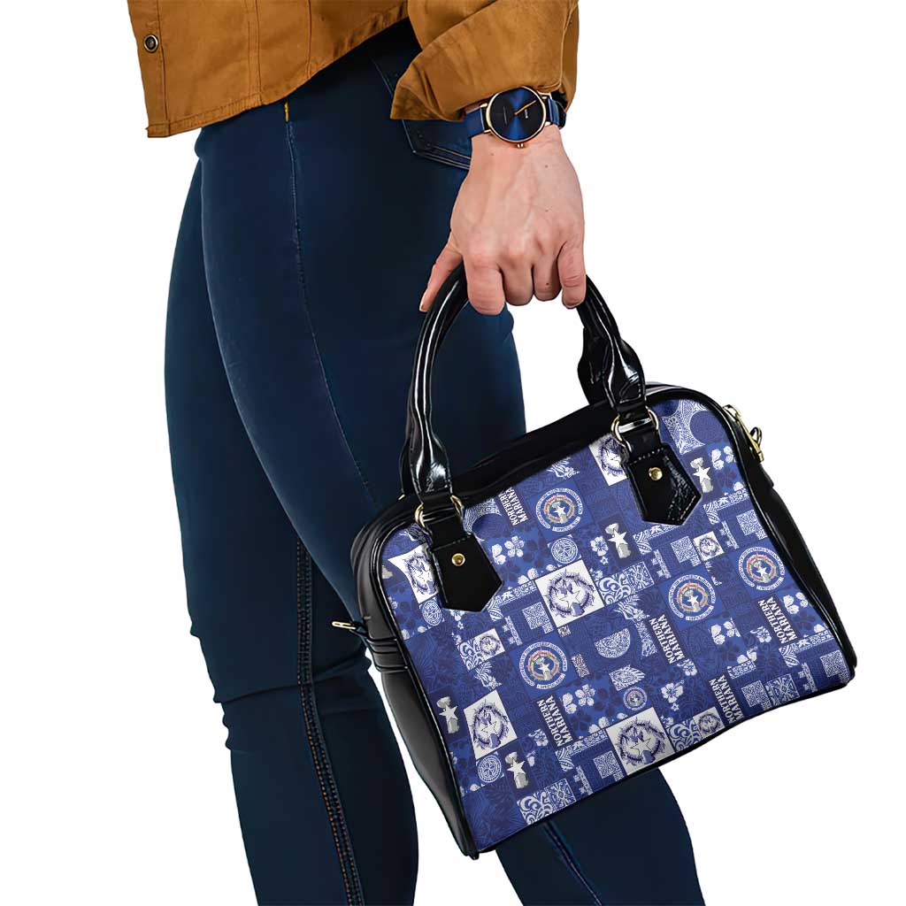 Northern Mariana Islands Magof Nochebuena Shoulder Handbag Pacific Patchwork Xmas Vibes - Polynesian Pride