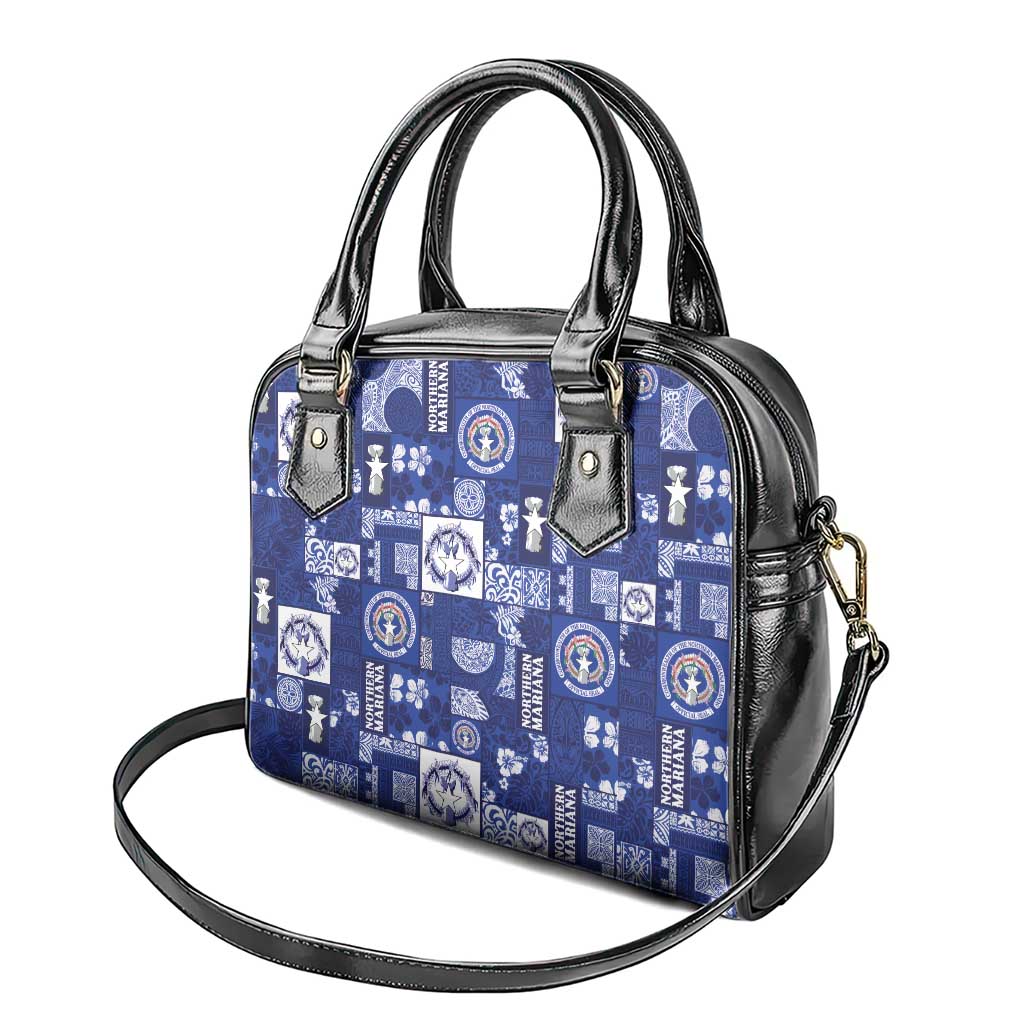 Northern Mariana Islands Magof Nochebuena Shoulder Handbag Pacific Patchwork Xmas Vibes - Polynesian Pride