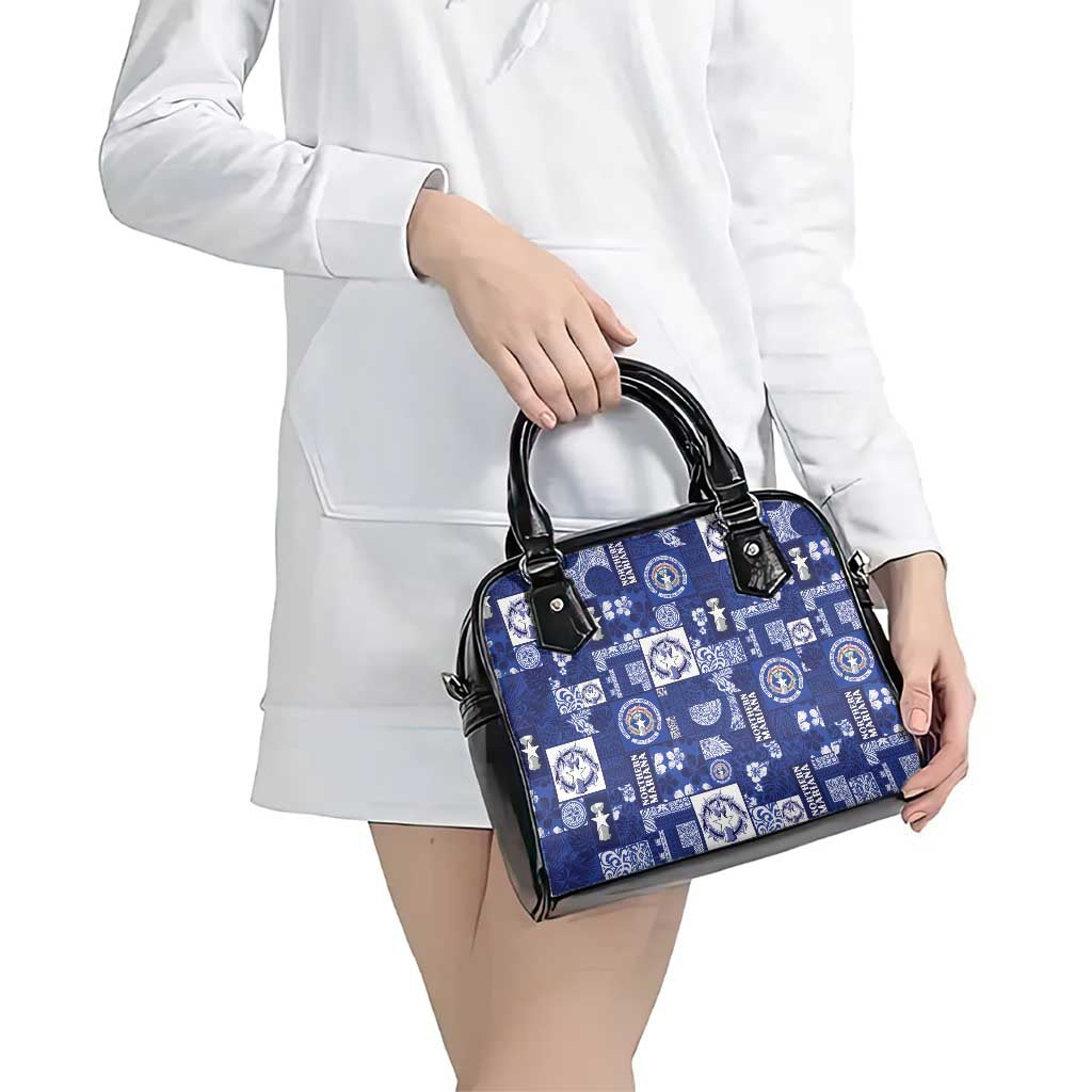 Northern Mariana Islands Magof Nochebuena Shoulder Handbag Pacific Patchwork Xmas Vibes - Polynesian Pride