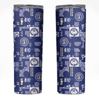 Northern Mariana Islands Magof Nochebuena Skinny Tumbler Pacific Patchwork Xmas Vibes LT9 Blue - Polynesian Pride