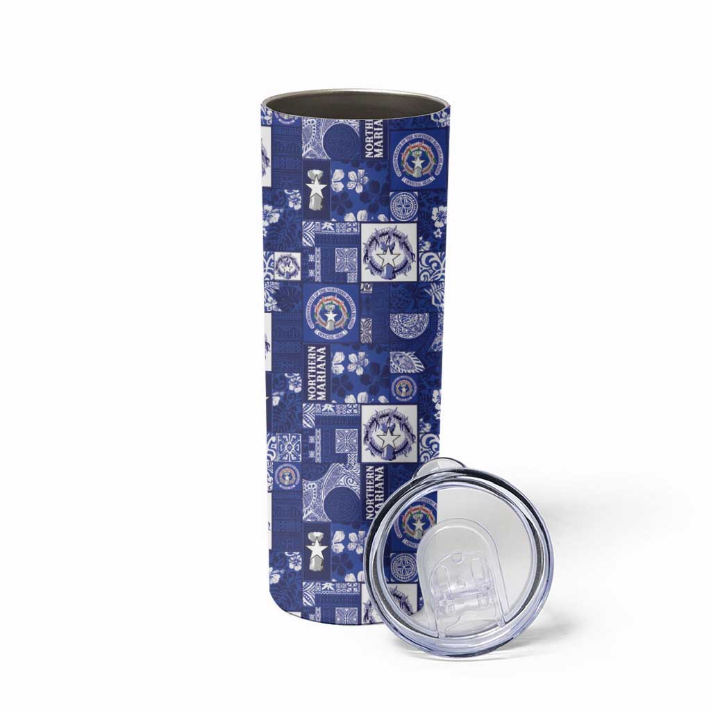 Northern Mariana Islands Magof Nochebuena Skinny Tumbler Pacific Patchwork Xmas Vibes LT9 - Polynesian Pride