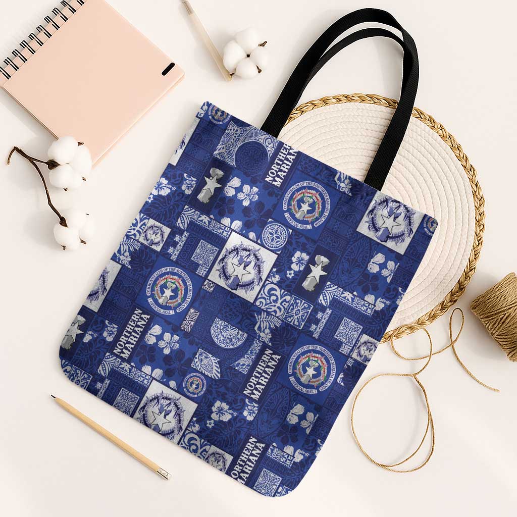 Northern Mariana Islands Magof Nochebuena Tote Bag Pacific Patchwork Xmas Vibes - Polynesian Pride