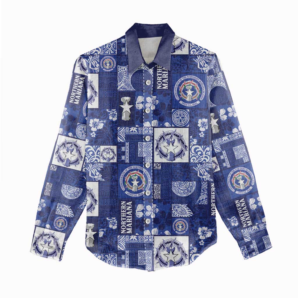 Northern Mariana Islands Magof Nochebuena Women Casual Shirt Pacific Patchwork Xmas Vibes - Polynesian Pride