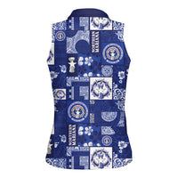 Northern Mariana Islands Magof Nochebuena Women Sleeveless Polo Shirt Pacific Patchwork Xmas Vibes LT9 - Polynesian Pride