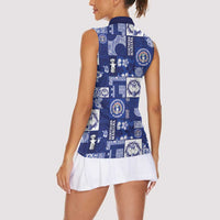Northern Mariana Islands Magof Nochebuena Women Sleeveless Polo Shirt Pacific Patchwork Xmas Vibes LT9 - Polynesian Pride