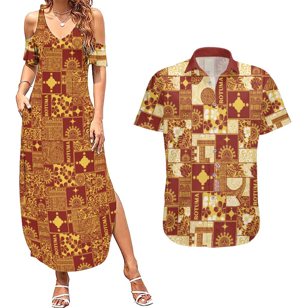 Rotuma Faiakse'ea 'e Kirisimasi Couples Matching Summer Maxi Dress and Hawaiian Shirt Pacific Patchwork Xmas Vibes - Polynesian Pride