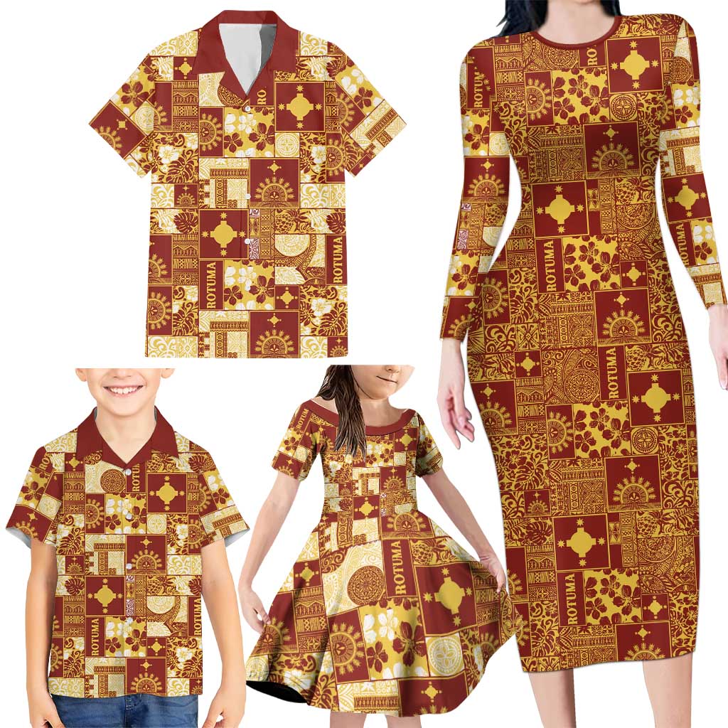 Rotuma Faiakse'ea 'e Kirisimasi Family Matching Long Sleeve Bodycon Dress and Hawaiian Shirt Pacific Patchwork Xmas Vibes LT9 - Polynesian Pride