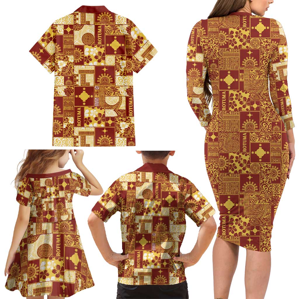 Rotuma Faiakse'ea 'e Kirisimasi Family Matching Long Sleeve Bodycon Dress and Hawaiian Shirt Pacific Patchwork Xmas Vibes LT9 - Polynesian Pride