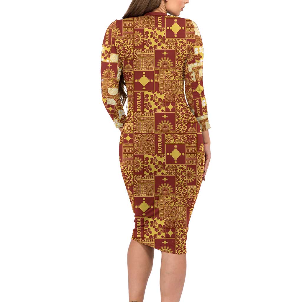 Rotuma Faiakse'ea 'e Kirisimasi Family Matching Long Sleeve Bodycon Dress and Hawaiian Shirt Pacific Patchwork Xmas Vibes LT9 - Polynesian Pride