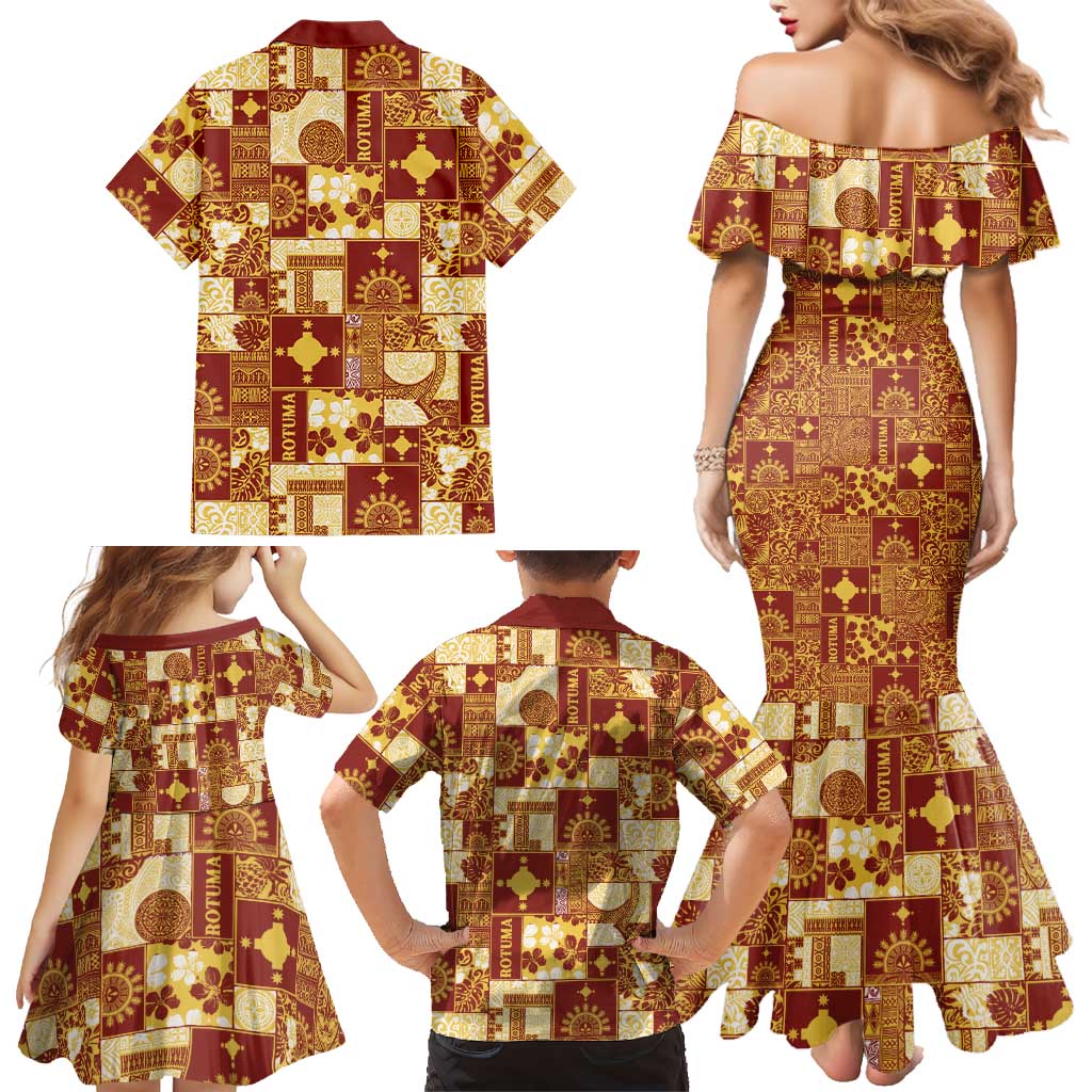 Rotuma Faiakse'ea 'e Kirisimasi Family Matching Mermaid Dress and Hawaiian Shirt Pacific Patchwork Xmas Vibes LT9 - Polynesian Pride
