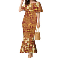 Rotuma Faiakse'ea 'e Kirisimasi Family Matching Mermaid Dress and Hawaiian Shirt Pacific Patchwork Xmas Vibes LT9 Mom's Dress Red - Polynesian Pride