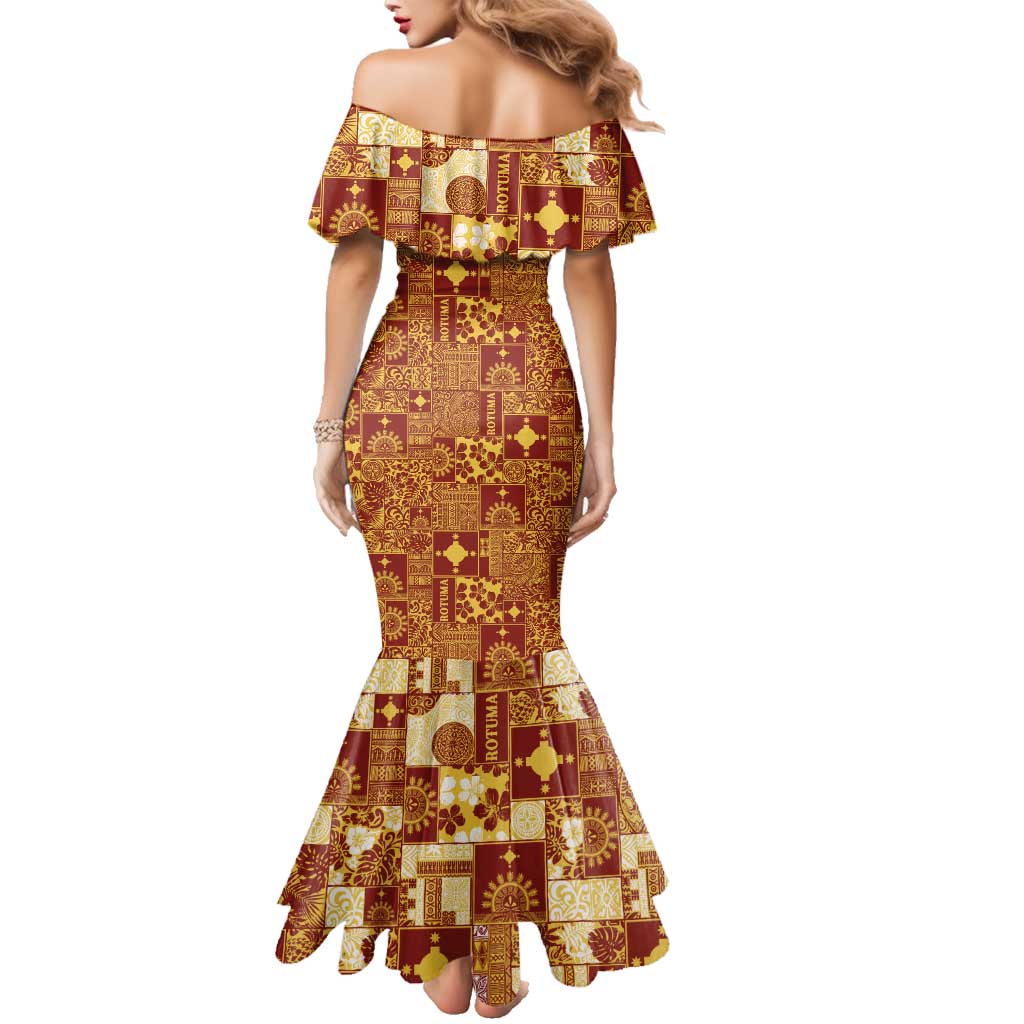 Rotuma Faiakse'ea 'e Kirisimasi Family Matching Mermaid Dress and Hawaiian Shirt Pacific Patchwork Xmas Vibes LT9 - Polynesian Pride