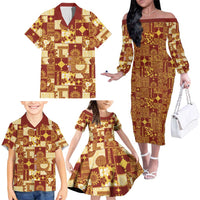 Rotuma Faiakse'ea 'e Kirisimasi Family Matching Off The Shoulder Long Sleeve Dress and Hawaiian Shirt Pacific Patchwork Xmas Vibes LT9 - Polynesian Pride