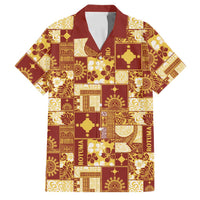 Rotuma Faiakse'ea 'e Kirisimasi Family Matching Off The Shoulder Long Sleeve Dress and Hawaiian Shirt Pacific Patchwork Xmas Vibes LT9 Dad's Shirt - Short Sleeve Red - Polynesian Pride